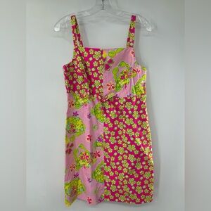 Lilly Pulitzer Women’s Mini Dress Pink Green Patchwork Summer Size 4